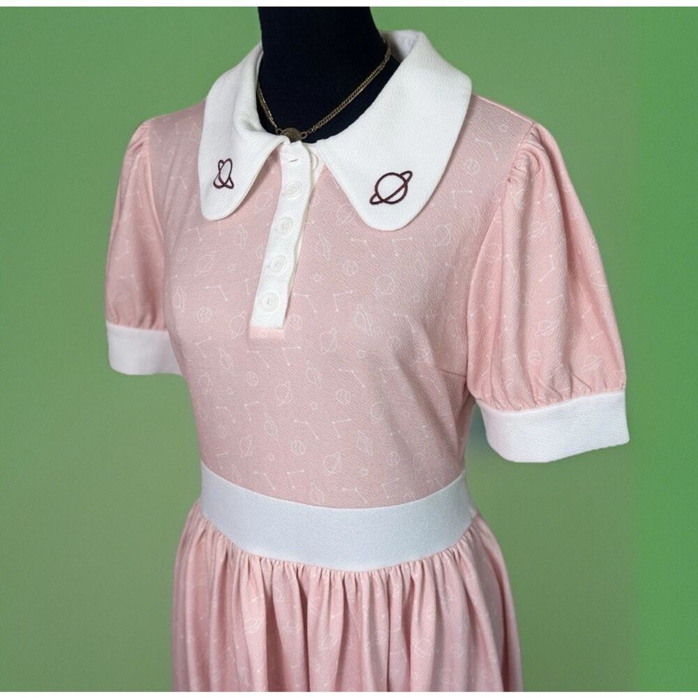 Pusheen x Unique Vintage Pink 50s Style Swing Dress L Kawaii Space Cat Retro